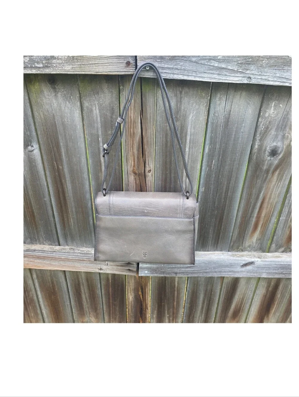 FRYE Alex Flap Shoulder Convertible Crossbody Bag Shadow Grey Leather Push Lock